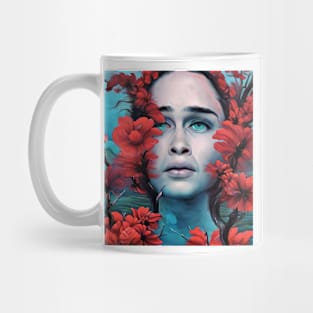 woman with red flowers Mug